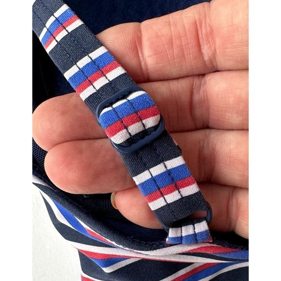 NipTuck Swim Swimsuit Size 8 Sailor Stripe One Piece Navy Red Tummy Cont… - Picture 10 of 12